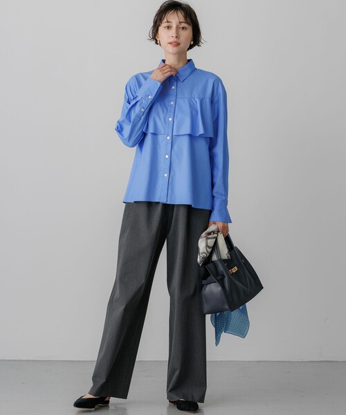 23区 S(ニジュウサンクチイサイサイズ)の「ドライ2WAYストレッチ ワイド パンツ(その他パンツ・レディース・グレー系/ベージュ系/ブラック系・32/30/34)」の6枚目の写真
