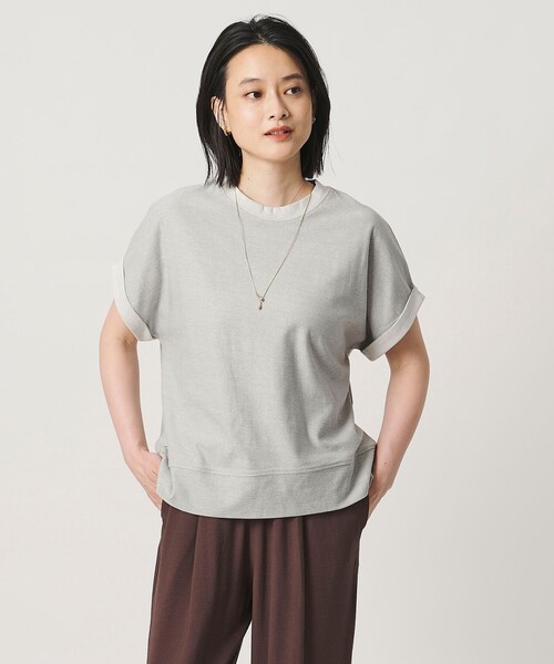 A DAY IN THE LIFE UNITED ARROWS(アデイインザライフユナイテッドアローズ)の「スウェットライク イージーTシャツ <A DAY IN THE LIFE>(Tシャツ/カットソー・レディース・ライトグレー/ライム/ダークブラウン・FREE)」の1枚目の写真