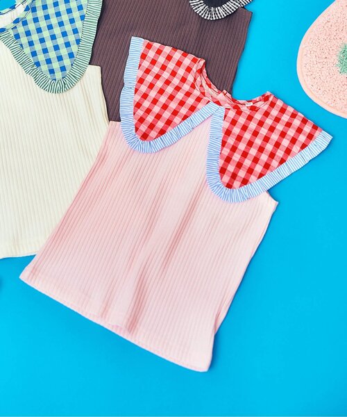 apres les cours(アプレレクール)の「【リンク】衿デザインノースリーブトップス(Tシャツ/カットソー・キッズ・アイボリー/ピンク/チャコール・120/110/100/80/90/140/130)」の3枚目の写真