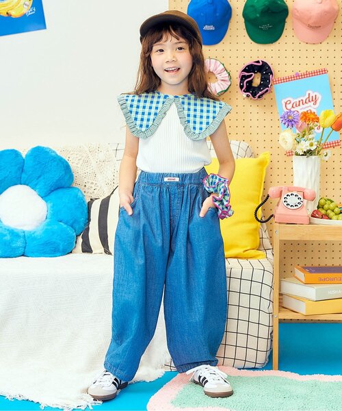 apres les cours(アプレレクール)の「【リンク】衿デザインノースリーブトップス(Tシャツ/カットソー・キッズ・アイボリー/ピンク/チャコール・120/110/100/80/90/140/130)」の9枚目の写真