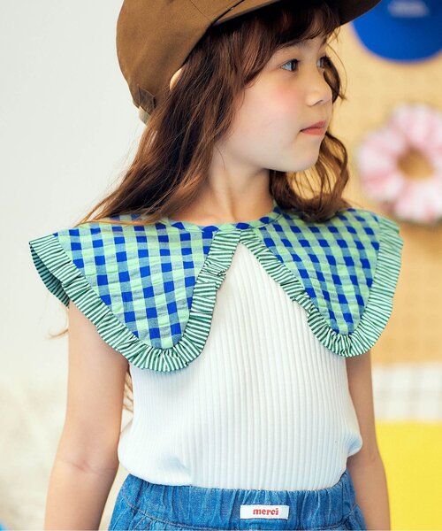 apres les cours(アプレレクール)の「【リンク】衿デザインノースリーブトップス(Tシャツ/カットソー・キッズ・アイボリー/ピンク/チャコール・120/110/100/80/90/140/130)」の11枚目の写真
