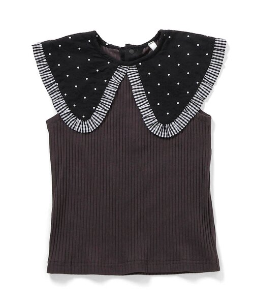 apres les cours(アプレレクール)の「【リンク】衿デザインノースリーブトップス(Tシャツ/カットソー・キッズ・アイボリー/ピンク/チャコール・120/110/100/80/90/140/130)」の4枚目の写真