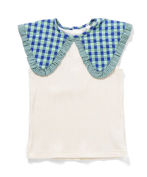 apres les cours(アプレレクール)の「【リンク】衿デザインノースリーブトップス(Tシャツ/カットソー・キッズ・アイボリー/ピンク/チャコール・120/110/100/80/90/140/130)」の8枚目の写真