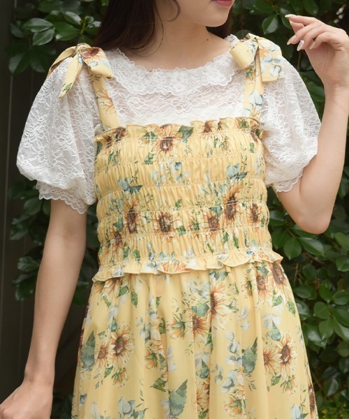 axes femme(アクシーズファム)の「ぽわん袖総レーストップス(Tシャツ/カットソー・レディース・レッド/ブラック/ホワイト・FREE)」の10枚目の写真