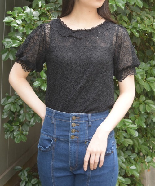 axes femme(アクシーズファム)の「ぽわん袖総レーストップス(Tシャツ/カットソー・レディース・レッド/ブラック/ホワイト・FREE)」の17枚目の写真