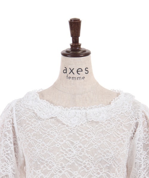 axes femme(アクシーズファム)の「ぽわん袖総レーストップス(Tシャツ/カットソー・レディース・レッド/ブラック/ホワイト・FREE)」の5枚目の写真