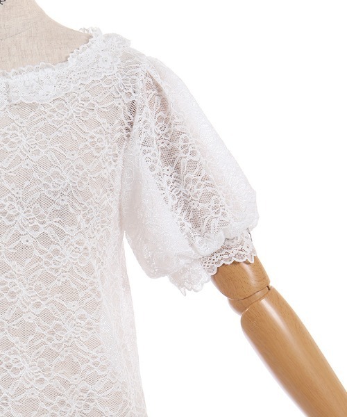 axes femme(アクシーズファム)の「ぽわん袖総レーストップス(Tシャツ/カットソー・レディース・レッド/ブラック/ホワイト・FREE)」の8枚目の写真