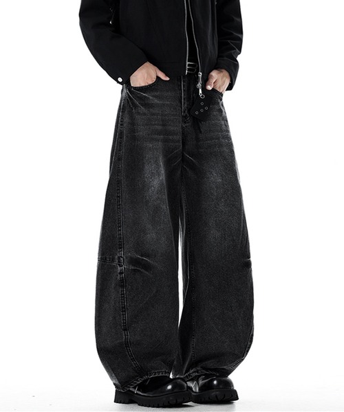 JOHNNY WOLF(ジョニーウルフ)の「VASH ワイドバギー カーブ バレル デニムパンツ(デニムパンツ・メンズ・ブラック・S/M/L)」の8枚目の写真
