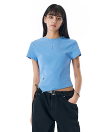 W. Oblique Slim Fit Short Sleeve T-Shirt [BLUE]_SEWTS005BLUE