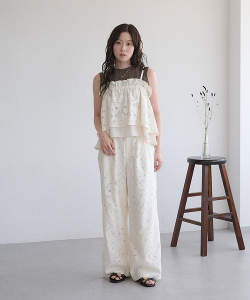 raffime(ラフィミー)の「【Raffime】【セットアップ可能】ジャガード2タック入りパンツ(その他パンツ・レディース・アイボリー/ブラック・MEDIUM/SMALL/LARGE)」の10枚目の写真