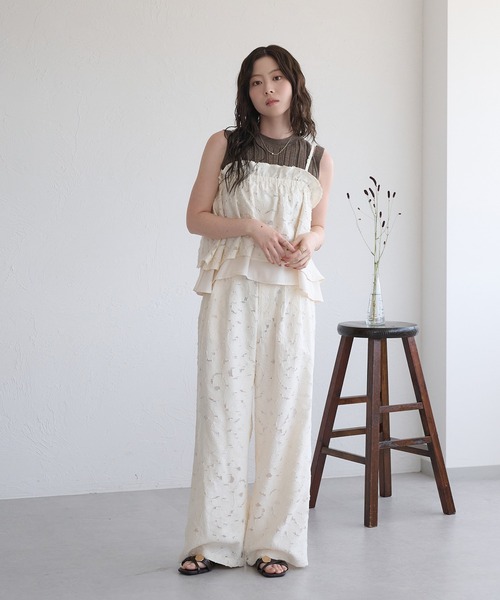 raffime(ラフィミー)の「【Raffime】【セットアップ可能】ジャガード2タック入りパンツ(その他パンツ・レディース・アイボリー/ブラック・MEDIUM/SMALL/LARGE)」の3枚目の写真