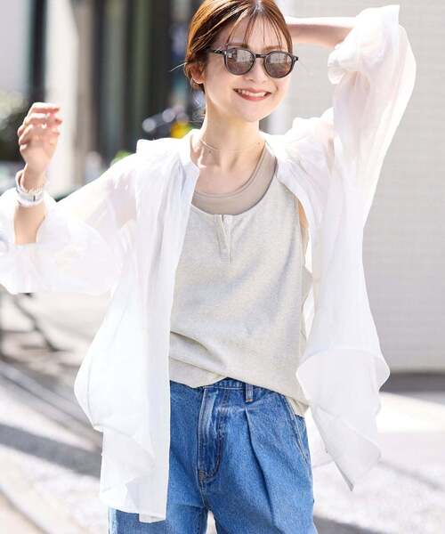SLOBE IENA(スローブイエナ)の「《追加3》ラミースキッパーシャツ(シャツ/ブラウス・レディース・ホワイト/サックスブルー/ブラック・FREE)」の2枚目の写真