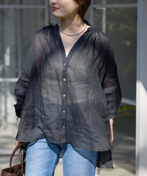 SLOBE IENA(スローブイエナ)の「《追加3》ラミースキッパーシャツ(シャツ/ブラウス・レディース・ホワイト/サックスブルー/ブラック・FREE)」の16枚目の写真