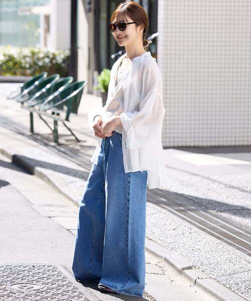 SLOBE IENA(スローブイエナ)の「《追加3》ラミースキッパーシャツ(シャツ/ブラウス・レディース・ホワイト/サックスブルー/ブラック・FREE)」の22枚目の写真