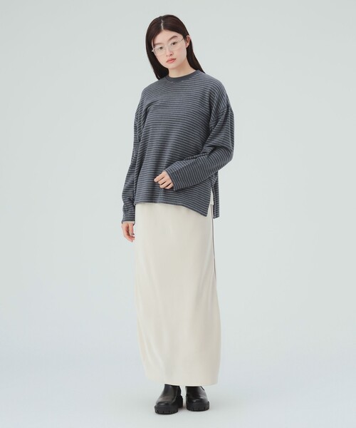 BEAMS HEART(ビームスハート)の「ボーダー ビッグ ロングスリーブ Tシャツ(Tシャツ/カットソー・レディース・グレー/ワイン/チャコールグレー・FREE)」の5枚目の写真