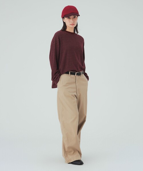BEAMS HEART(ビームスハート)の「ボーダー ビッグ ロングスリーブ Tシャツ(Tシャツ/カットソー・レディース・グレー/ワイン/チャコールグレー・FREE)」の8枚目の写真