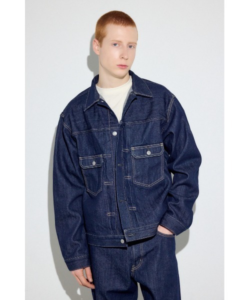 AZUL by moussy(アズールバイマウジー)の「【セットアップ対応】セカンドタイプデニムジャケット 秋服 羽織り 長袖(デニムジャケット・メンズ・ワンウォッシュ/ブルー・MEDIUM/SMALL/LARGE)」の8枚目の写真