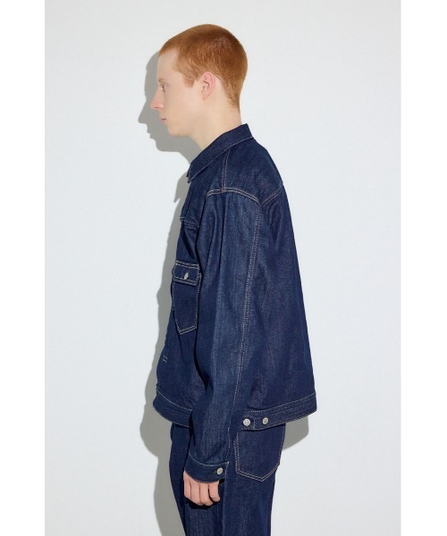 AZUL by moussy(アズールバイマウジー)の「【セットアップ対応】セカンドタイプデニムジャケット 秋服 羽織り 長袖(デニムジャケット・メンズ・ワンウォッシュ/ブルー・MEDIUM/SMALL/LARGE)」の12枚目の写真