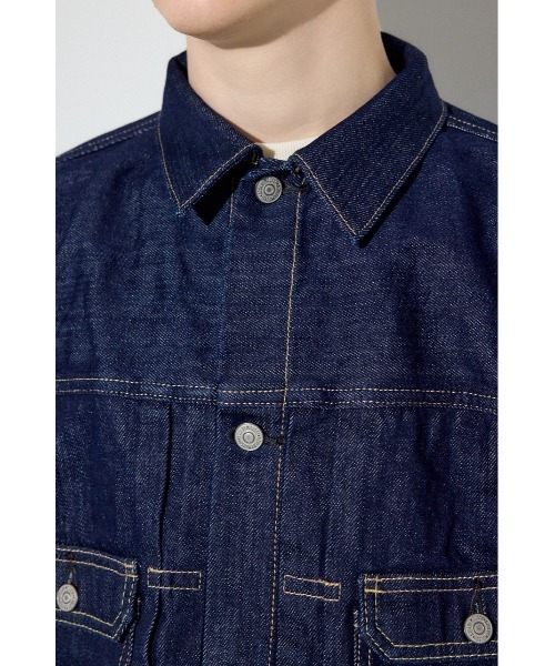 AZUL by moussy(アズールバイマウジー)の「【セットアップ対応】セカンドタイプデニムジャケット 秋服 羽織り 長袖(デニムジャケット・メンズ・ワンウォッシュ/ブルー・MEDIUM/SMALL/LARGE)」の3枚目の写真