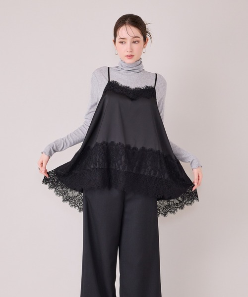 Audie a Muses(オーディアミューズ)の「レースたたきつけキャミソール(キャミソール・レディース・ベージュ/ブラウン/ブラック・42/38)」の2枚目の写真