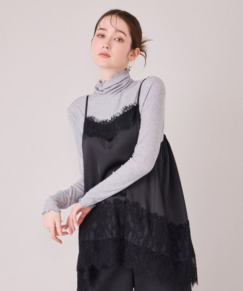 Audie a Muses(オーディアミューズ)の「レースたたきつけキャミソール(キャミソール・レディース・ベージュ/ブラウン/ブラック・42/38)」の4枚目の写真