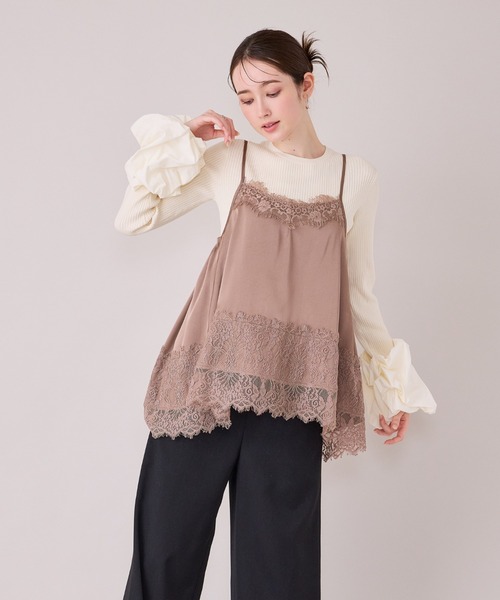 Audie a Muses(オーディアミューズ)の「レースたたきつけキャミソール(キャミソール・レディース・ベージュ/ブラウン/ブラック・42/38)」の7枚目の写真