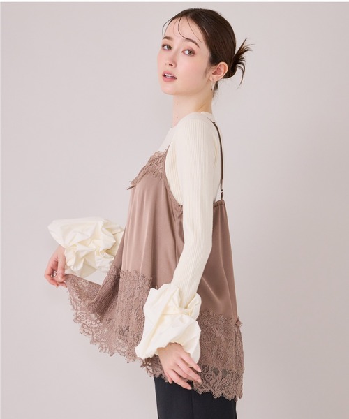 Audie a Muses(オーディアミューズ)の「レースたたきつけキャミソール(キャミソール・レディース・ベージュ/ブラウン/ブラック・42/38)」の13枚目の写真