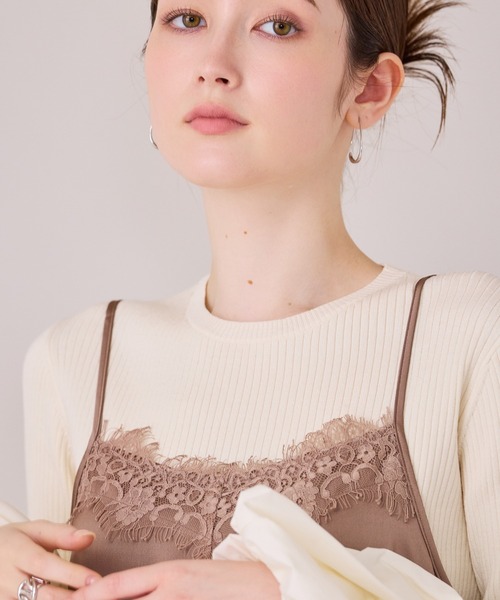 Audie a Muses(オーディアミューズ)の「レースたたきつけキャミソール(キャミソール・レディース・ベージュ/ブラウン/ブラック・42/38)」の14枚目の写真