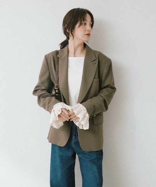 RIVE DROITE(リヴドロワ)の「【WEB限定】クロシェカフスカットソー(Tシャツ/カットソー・レディース・ブラック/オフホワイト・FREE)」の7枚目の写真