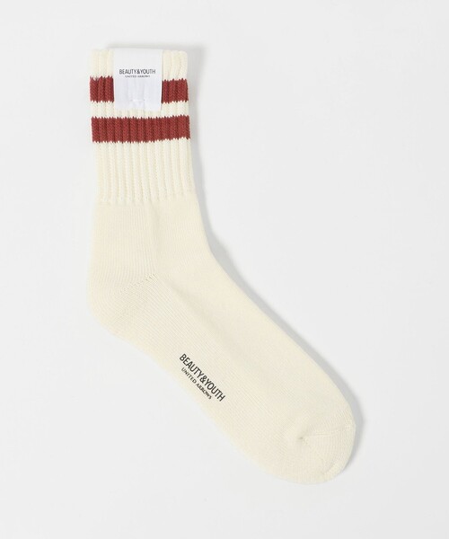 BEAUTY&YOUTH UNITED ARROWS(ビューティーアンドユースユナイテッドアローズ)の「2ライン パイル クルー ソックス(ソックス/靴下・メンズ・ダークグレー/ナチュラル/ホワイト/ブラック・FREE)」の1枚目の写真