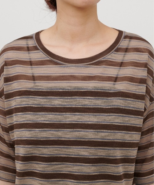 LARUTA(ラルータ)の「【LARUTA】シアーマルチボーダー半袖プルオーバー(Tシャツ/カットソー・レディース・イエロー/ブラウン/ネイビー・FREE)」の21枚目の写真