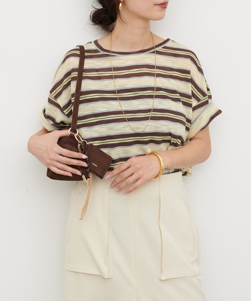 LARUTA(ラルータ)の「【LARUTA】シアーマルチボーダー半袖プルオーバー(Tシャツ/カットソー・レディース・イエロー/ブラウン/ネイビー・FREE)」の14枚目の写真