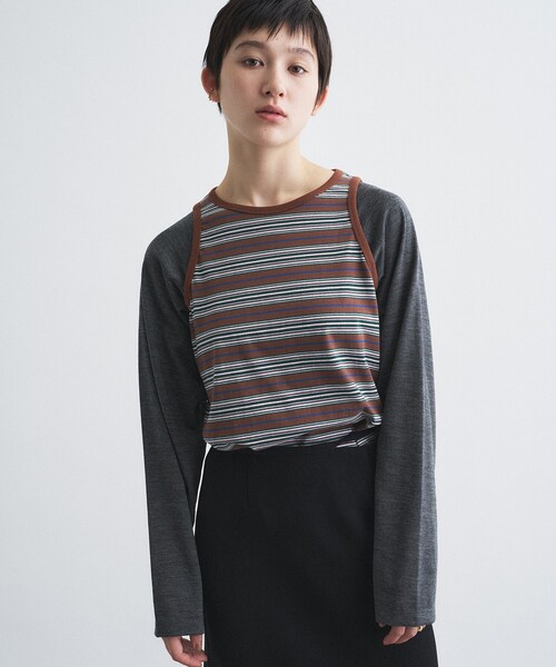 CODE A（コードエー）の「Girls department Club｜BORDER TANK LAYER LS（Tシャツ/カットソー・レディース・ダークブラウン・00）」の8枚目の写真