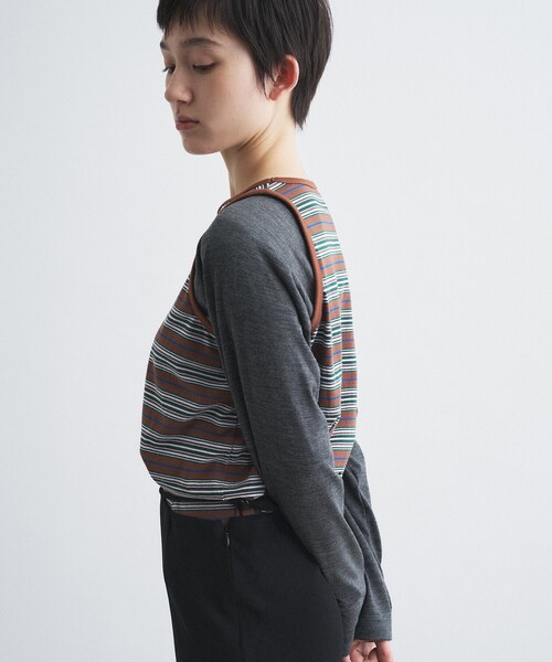 CODE A（コードエー）の「Girls department Club｜BORDER TANK LAYER LS（Tシャツ/カットソー・レディース・ダークブラウン・00）」の9枚目の写真