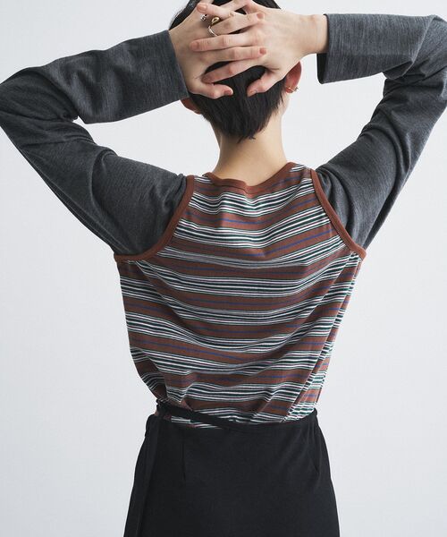 CODE A（コードエー）の「Girls department Club｜BORDER TANK LAYER LS（Tシャツ/カットソー・レディース・ダークブラウン・00）」の2枚目の写真