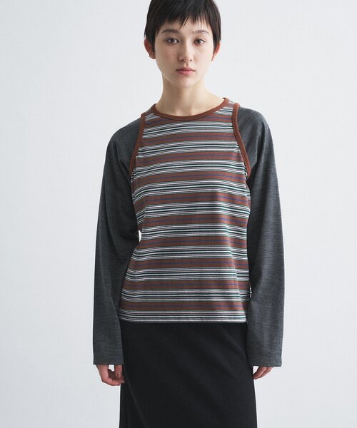 CODE A（コードエー）の「Girls department Club｜BORDER TANK LAYER LS（Tシャツ/カットソー・レディース・ダークブラウン・00）」の5枚目の写真