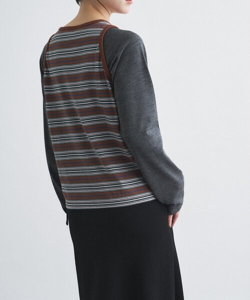 CODE A（コードエー）の「Girls department Club｜BORDER TANK LAYER LS（Tシャツ/カットソー・レディース・ダークブラウン・00）」の6枚目の写真