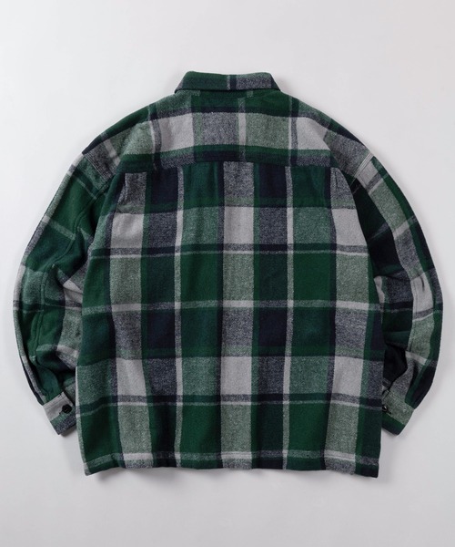 THRASHER（スラッシャー）の「【70】【THRASHER/スラッシャー】ビッグシルエット ヘビーネル チェックシャツ/オーバーサイズ/ライトアウター/ユニセックス/レディース/メンズ（シャツ/ブラウス・メンズ・ブラック/グリーン/ホワイト・M/L/XL）」の12枚目の写真