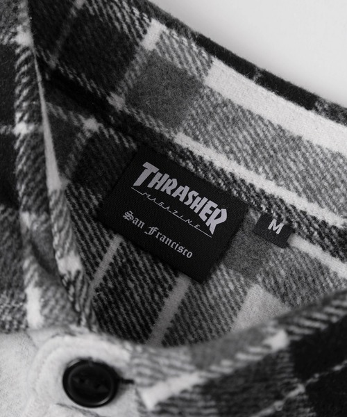 THRASHER（スラッシャー）の「【70】【THRASHER/スラッシャー】ビッグシルエット ヘビーネル チェックシャツ/オーバーサイズ/ライトアウター/ユニセックス/レディース/メンズ（シャツ/ブラウス・メンズ・ブラック/グリーン/ホワイト・M/L/XL）」の15枚目の写真