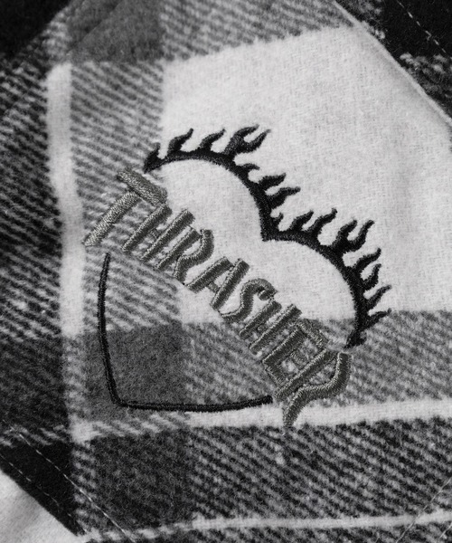 THRASHER（スラッシャー）の「【70】【THRASHER/スラッシャー】ビッグシルエット ヘビーネル チェックシャツ/オーバーサイズ/ライトアウター/ユニセックス/レディース/メンズ（シャツ/ブラウス・メンズ・ブラック/グリーン/ホワイト・M/L/XL）」の6枚目の写真