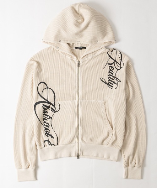 JOHN'S CLOSET(ジョンズクローゼット)の「【13】スタッズ&プリントデザイン ワッフル フルジップパーカー(パーカー・メンズ・アイボリー/チャコールグレー・LARGE/MEDIUM)」の12枚目の写真
