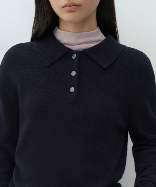 MUSINSA STANDARD WOMAN（ムシンサスタンダードウーマン）の「[ビクトリアウール] レディース カラードニット [ネイビー]（ニット/セーター・レディース・その他・SMALL/MEDIUM/LARGE/X-SMALL）」の4枚目の写真