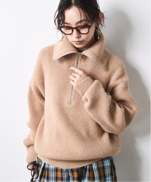 畦編ハーフジップニット＜大きいサイズ有＞シックスタイル