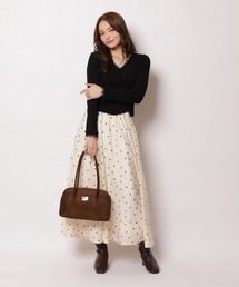長袖カシュクールドットスカートSET