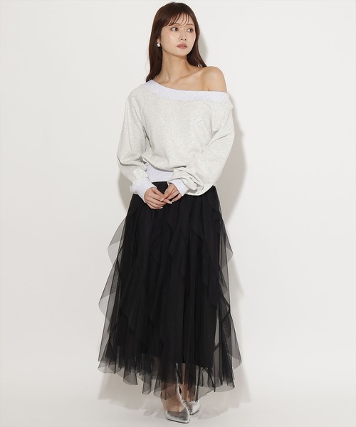 AND COUTURE(アンドクチュール)の「ラッフルフリルスカート(スカート・レディース・サックスブルー/ベージュ/ホワイト/ブラック・FREE)」の15枚目の写真