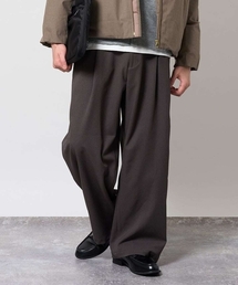 【イージーケア/洗濯機で洗える/撥水/毛玉になりにくい/ストレッチ】ツイルストレッチワンタックカーブパンツ