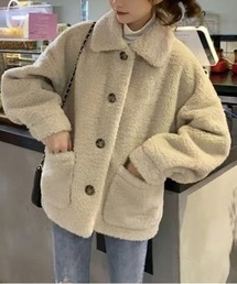 ボア襟付きオーバージャケット