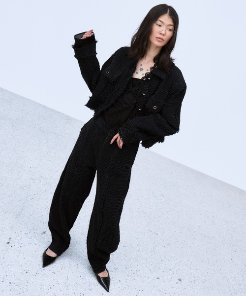 THINGS THAT MATTER(シングス ザット マター)の「PUNCHING DENIM TWEEDY PANTS / パンチング デニム ツイーディ パンツ(デニムパンツ・レディース・ブルー/ブラック・2/1)」の15枚目の写真