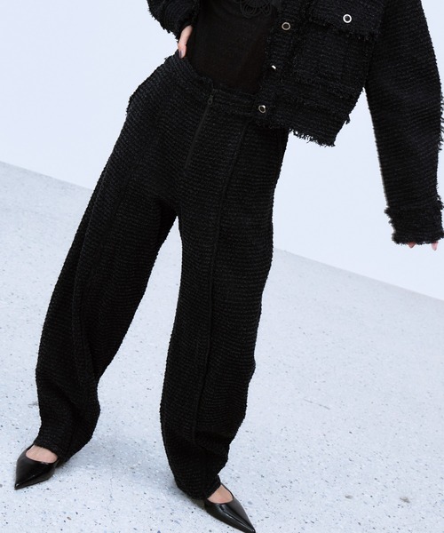 THINGS THAT MATTER(シングス ザット マター)の「PUNCHING DENIM TWEEDY PANTS / パンチング デニム ツイーディ パンツ(デニムパンツ・レディース・ブルー/ブラック・2/1)」の16枚目の写真