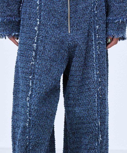 THINGS THAT MATTER(シングス ザット マター)の「PUNCHING DENIM TWEEDY PANTS / パンチング デニム ツイーディ パンツ(デニムパンツ・レディース・ブルー/ブラック・2/1)」の6枚目の写真